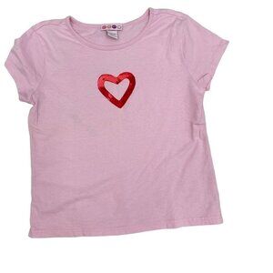 Target Valentine Sequin Heart Top T-Shirt Pink Sz Large 10-12